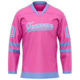 Custom Pink Light Blue Solid Colour Hockey Jersey