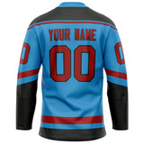 Custom Sky Blue Red Solid Colour Hockey Jersey