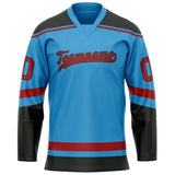 Custom Sky Blue Red Solid Colour Hockey Jersey