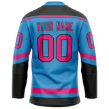 Custom Sky Blue Pink Solid Colour Hockey Jersey