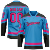 Custom Sky Blue Pink Solid Colour Hockey Jersey