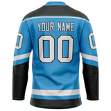 Custom Sky Blue White Solid Colour Hockey Jersey