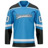 Custom Sky Blue White Solid Colour Hockey Jersey