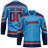 Custom Sky Blue Crimson Solid Colour Hockey Jersey