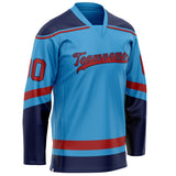 Custom Sky Blue Crimson Solid Colour Hockey Jersey