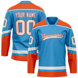 Custom Sky Blue Red Solid Colour Hockey Jersey