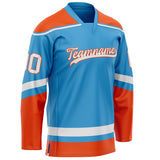 Custom Sky Blue Red Solid Colour Hockey Jersey