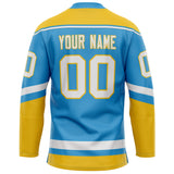 Custom Sky Blue Gold Solid Colour Hockey Jersey