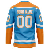 Custom Sky Blue Orange Solid Colour Hockey Jersey