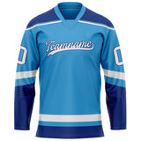 Custom Sky Blue Navy Solid Colour Hockey Jersey