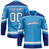 Custom Sky Blue Navy Solid Colour Hockey Jersey