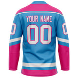 Custom Sky Blue Pink Solid Colour Hockey Jersey