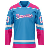 Custom Sky Blue Pink Solid Colour Hockey Jersey