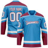 Custom Sky Blue Crimson Solid Colour Hockey Jersey