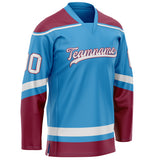 Custom Sky Blue Crimson Solid Colour Hockey Jersey