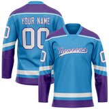 Custom Sky Blue Purple Solid Colour Hockey Jersey