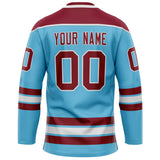 Custom Sky Blue Crimson Solid Colour Hockey Jersey