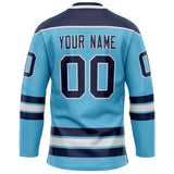 Custom Sky Blue Navy Solid Colour Hockey Jersey