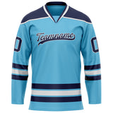 Custom Sky Blue Navy Solid Colour Hockey Jersey