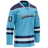 Custom Sky Blue Navy Solid Colour Hockey Jersey