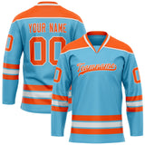 Custom Sky Blue Orange Solid Colour Hockey Jersey