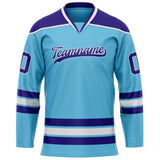 Custom Sky Blue Purple Solid Colour Hockey Jersey