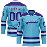 Custom Sky Blue Purple Solid Colour Hockey Jersey