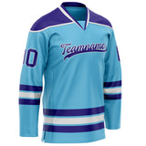 Custom Sky Blue Purple Solid Colour Hockey Jersey