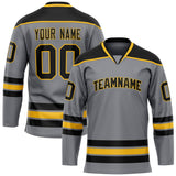 Custom Steel Gray Black Solid Colour Hockey Jersey