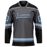 Custom Steel Gray Light Blue Solid Colour Hockey Jersey