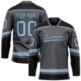 Custom Steel Gray Light Blue Solid Colour Hockey Jersey