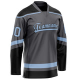 Custom Steel Gray Light Blue Solid Colour Hockey Jersey