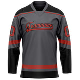 Custom Steel Gray Red Solid Colour Hockey Jersey