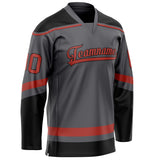 Custom Steel Gray Red Solid Colour Hockey Jersey