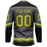 Custom Steel Gray Neon Yellow Solid Colour Hockey Jersey