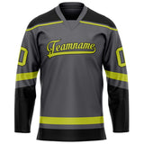 Custom Steel Gray Neon Yellow Solid Colour Hockey Jersey