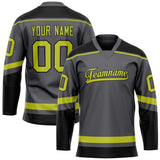 Custom Steel Gray Neon Yellow Solid Colour Hockey Jersey