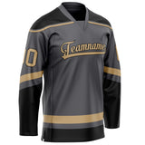 Custom Steel Gray Cream Solid Colour Hockey Jersey