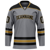 Custom Steel Gray Black Solid Colour Hockey Jersey