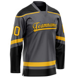 Custom Steel Gray Gold Solid Colour Hockey Jersey