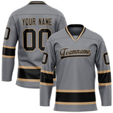 Custom Steel Gray Cream Solid Colour Hockey Jersey