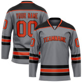 Custom Steel Gray Red Solid Colour Hockey Jersey