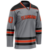 Custom Steel Gray Red Solid Colour Hockey Jersey