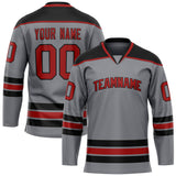 Custom Steel Gray Crimson Solid Colour Hockey Jersey