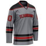 Custom Steel Gray Crimson Solid Colour Hockey Jersey