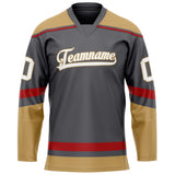 Custom Steel Gray Old Gold Solid Colour Hockey Jersey