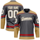 Custom Steel Gray Old Gold Solid Colour Hockey Jersey