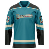 Custom Teal Cream Solid Colour Hockey Jersey