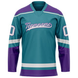 Custom Teal Purple Solid Colour Hockey Jersey