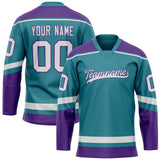 Custom Teal Purple Solid Colour Hockey Jersey